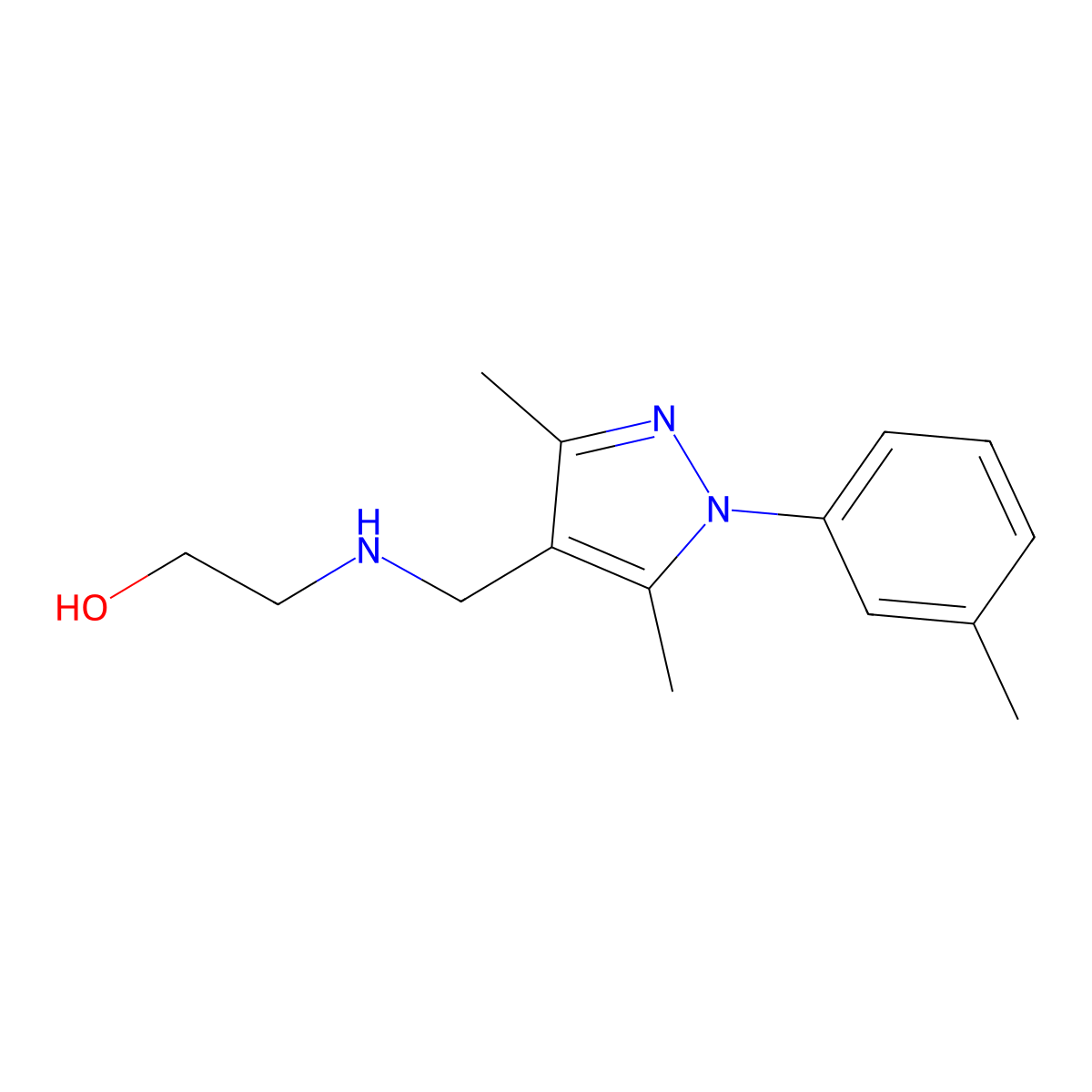 2-({[3,5-dimethyl-1-(3-methylphenyl)-1H-pyrazol-4-yl]methyl}amino)ethanol molecular structure, CAS 400876-77-9