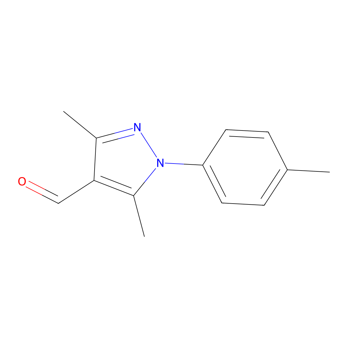 3,5-Dimethyl-1-(4-methylphenyl)-1H-pyrazole-4-carbaldehyde molecular structure, CAS 400876-78-0
