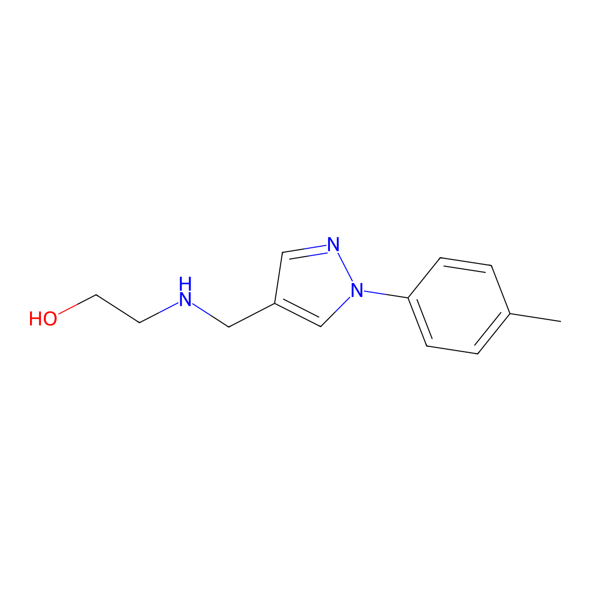 2-({[1-(4-methylphenyl)-1H-pyrazol-4-yl]methyl}amino)ethanol molecular structure, CAS 400876-90-6