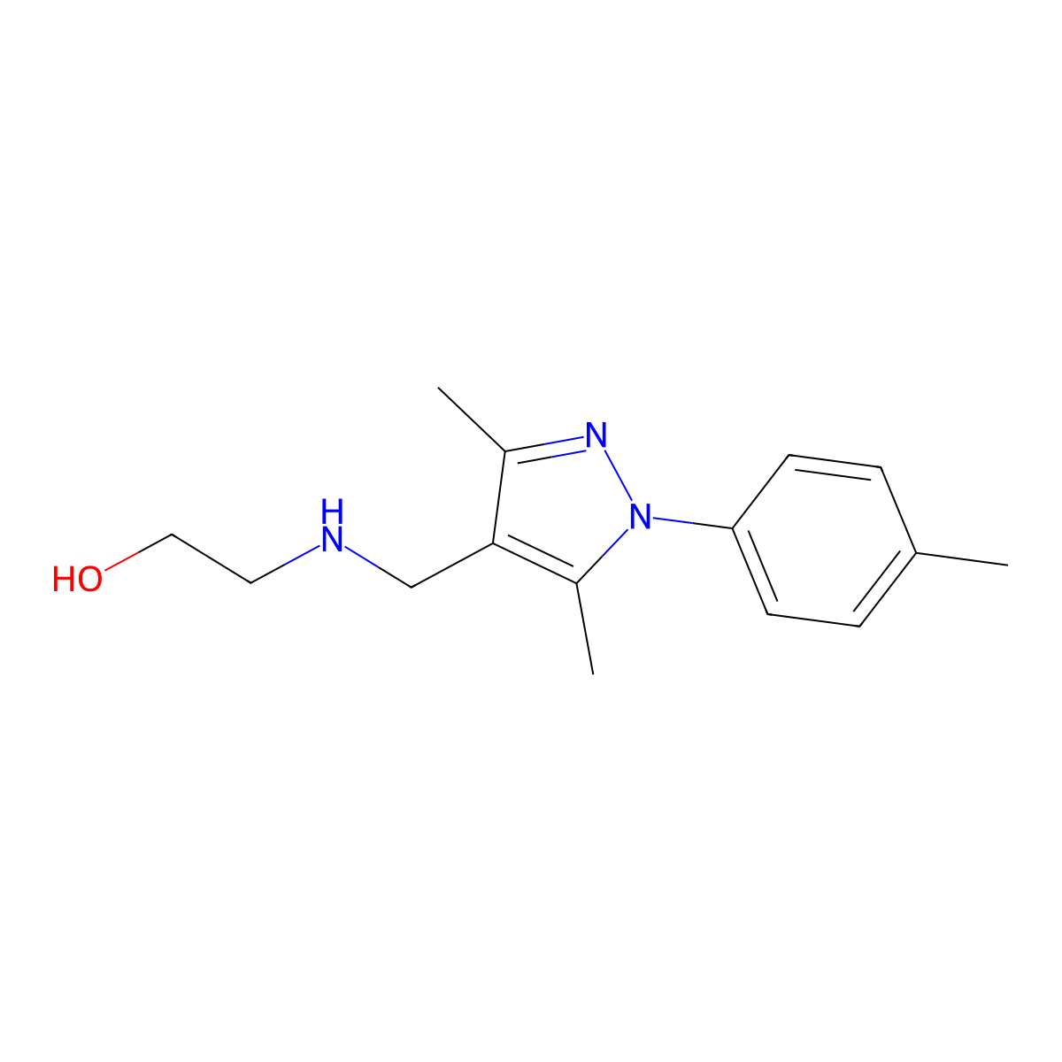 2-({[3,5-dimethyl-1-(4-methylphenyl)-1H-pyrazol-4-yl]methyl}amino)ethanol molecular structure, CAS 400876-92-8