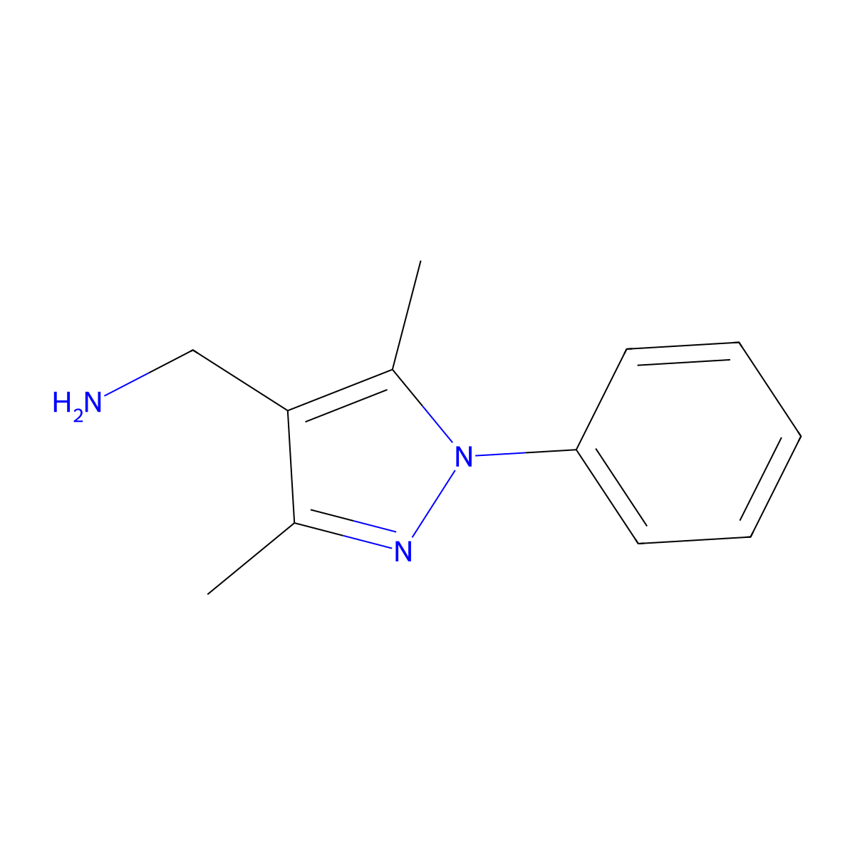 (3,5-dimethyl-1-phenyl-1H-pyrazol-4-yl)methanamine molecular structure, CAS 400877-11-4