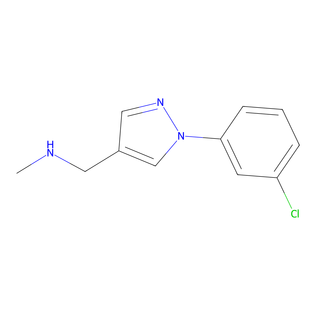 {[1-(3-chlorophenyl)-1H-pyrazol-4-yl]methyl}(methyl)amine molecular structure, CAS 400877-36-3