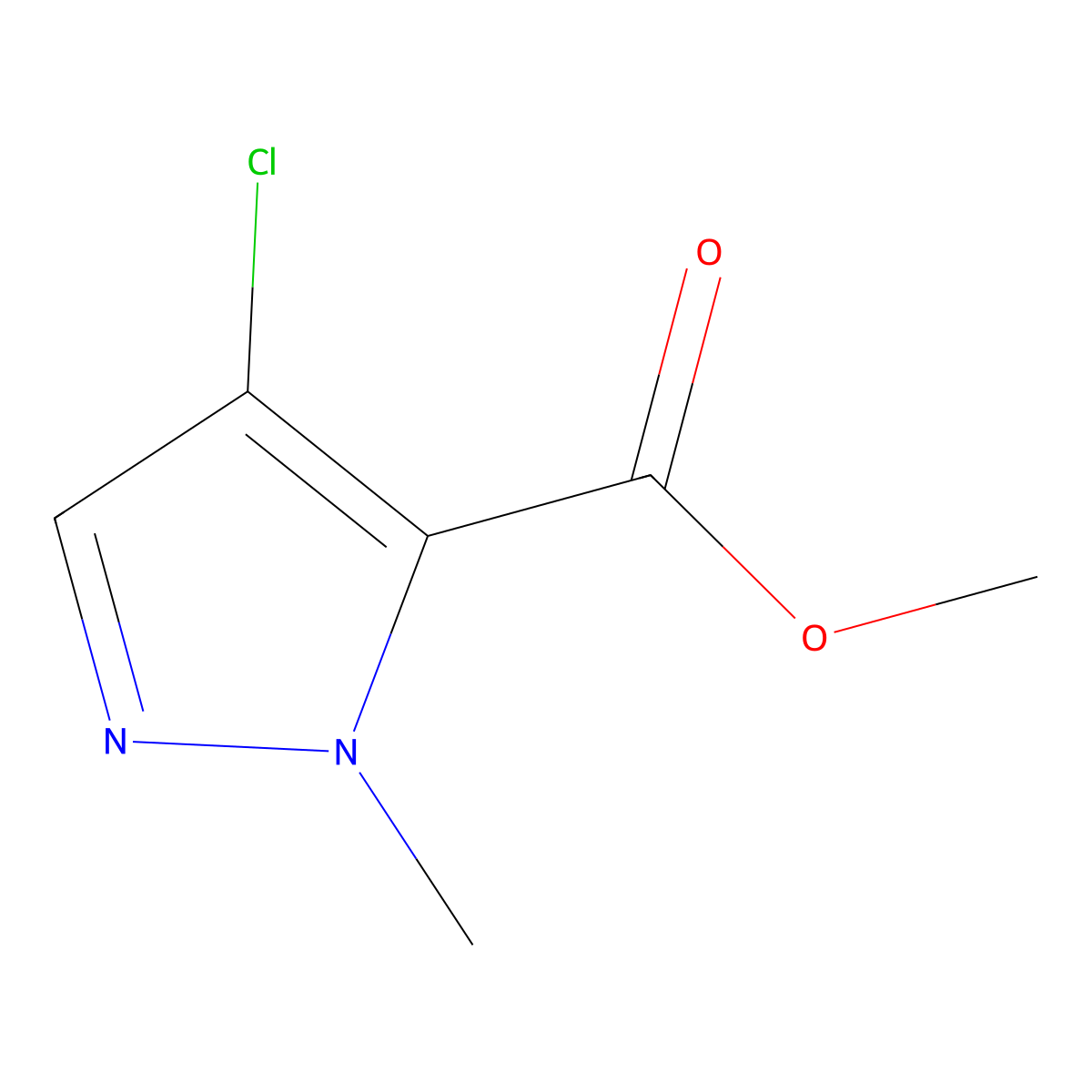 methyl 4-chloro-1-methyl-1H-pyrazole-5-carboxylate molecular structure, CAS 400877-54-5
