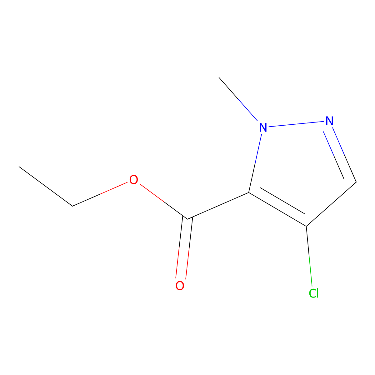 ethyl 4-chloro-1-methyl-1H-pyrazole-5-carboxylate molecular structure, CAS 400877-55-6