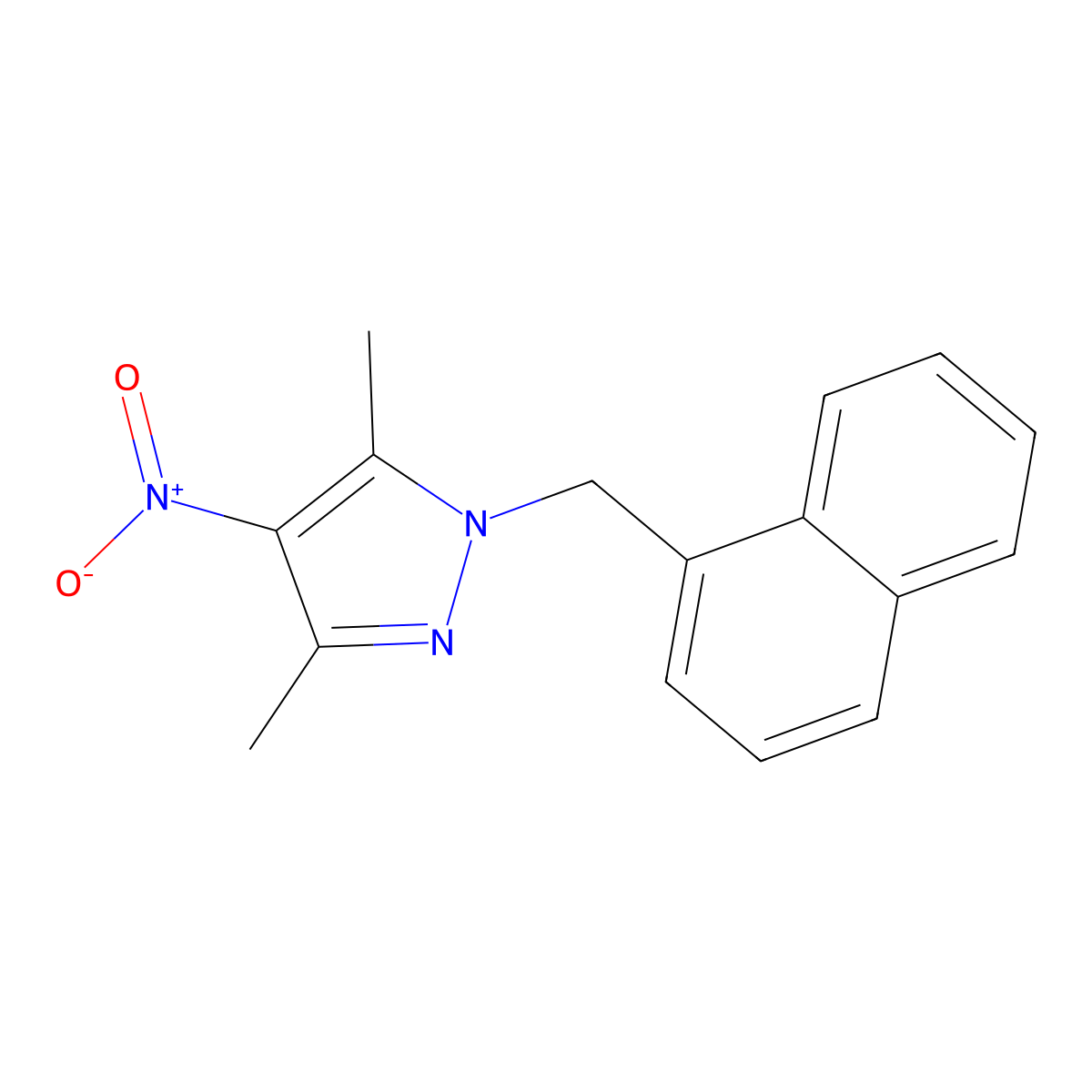 3,5-dimethyl-1-(naphthalen-1-ylmethyl)-4-nitro-1H-pyrazole molecular structure, CAS 400877-62-5