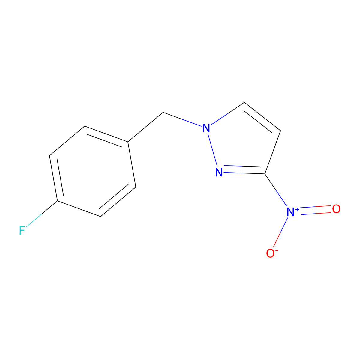 1-(4-fluorobenzyl)-3-nitro-1H-pyrazole molecular structure, CAS 400877-64-7