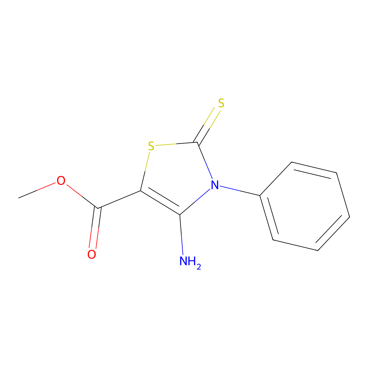 Methyl 4-amino-2,3-dihydro-3-phenyl-2-thioxo-5-thiazolecarboxylate molecular structure, CAS 400877-69-2