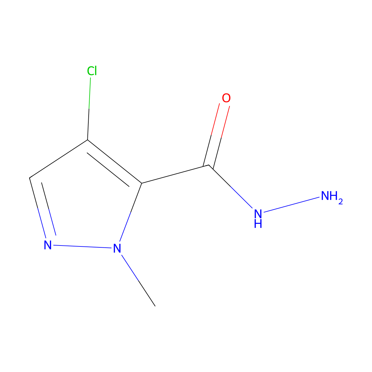 4-Chloro-1-methyl-1H-pyrazole-5-carbohydrazide molecular structure, CAS 400878-07-1