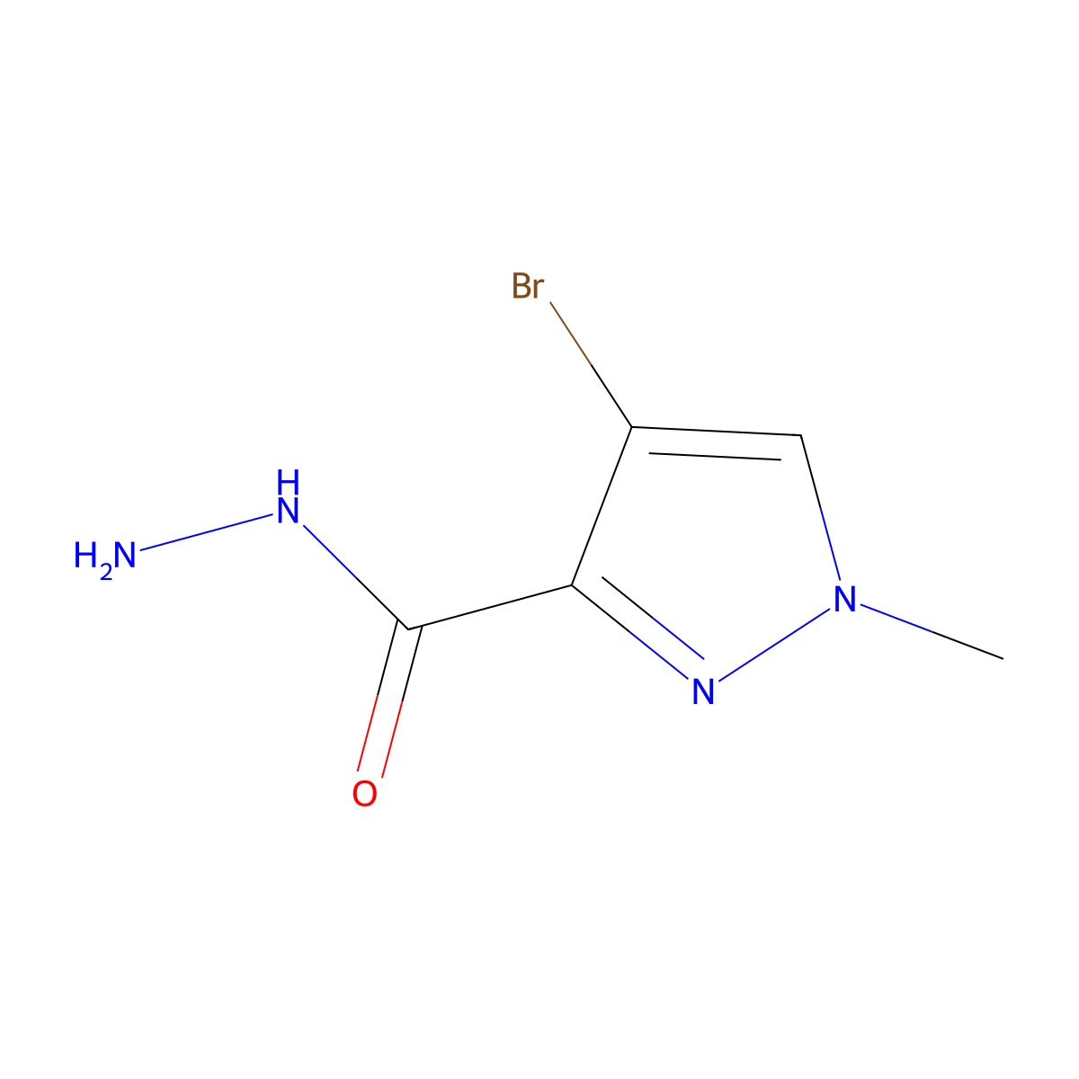 4-Bromo-1-methyl-1H-pyrazole-3-carboxylic acid hydrazide molecular structure, CAS 400878-08-2