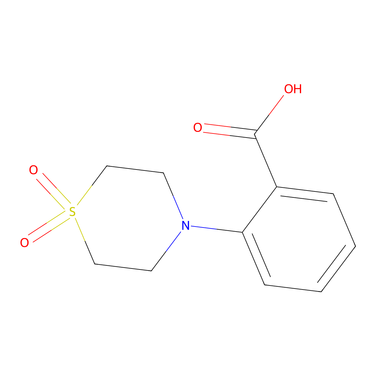 2-(1,1-Dioxo-1lambda~6~,4-thiazinan-4-yl)-benzenecarboxylic acid molecular structure, CAS 400878-25-3