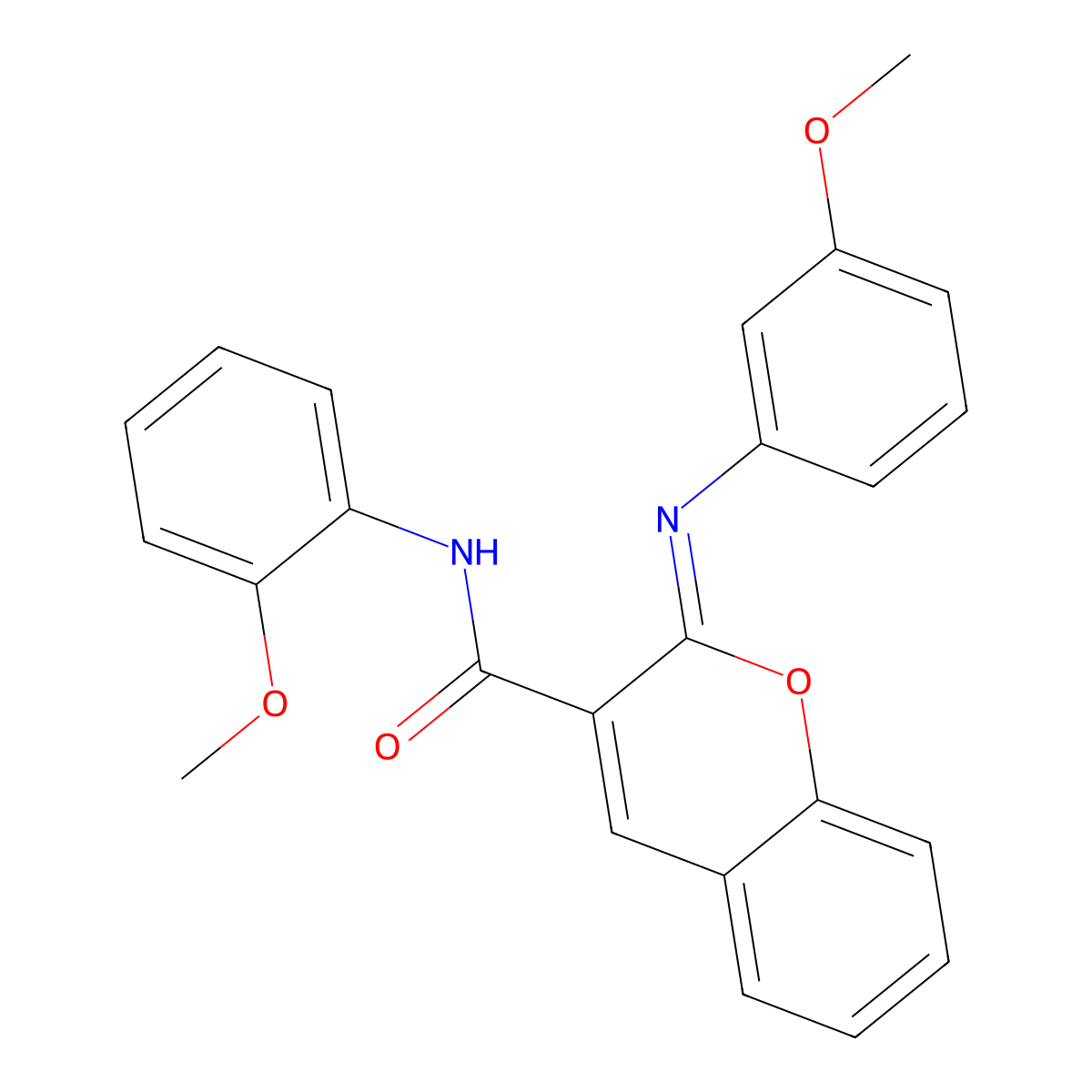 (2Z)-N-(2-methoxyphenyl)-2-[(3-methoxyphenyl)imino]-2H-chromene-3-carboxamide molecular structure, CAS 400878-30-0