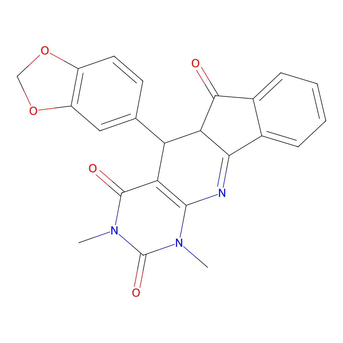 5-(1,3-benzodioxol-5-yl)-1,3-dimethyl-5,5a-dihydro-1H-indeno[2',1':5,6]pyrido[2,3-d]pyrimidine-2,4,6(3H)-trione molecular structure, CAS 400878-93-5