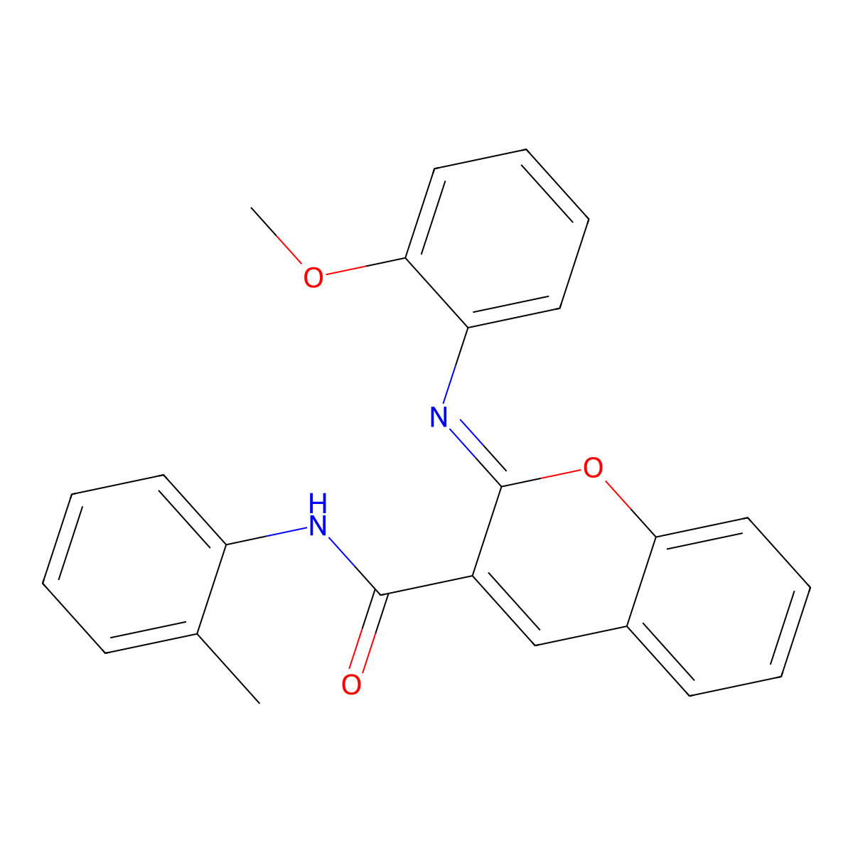 (2Z)-2-[(2-methoxyphenyl)imino]-N-(2-methylphenyl)-2H-chromene-3-carboxamide molecular structure, CAS 400878-98-0