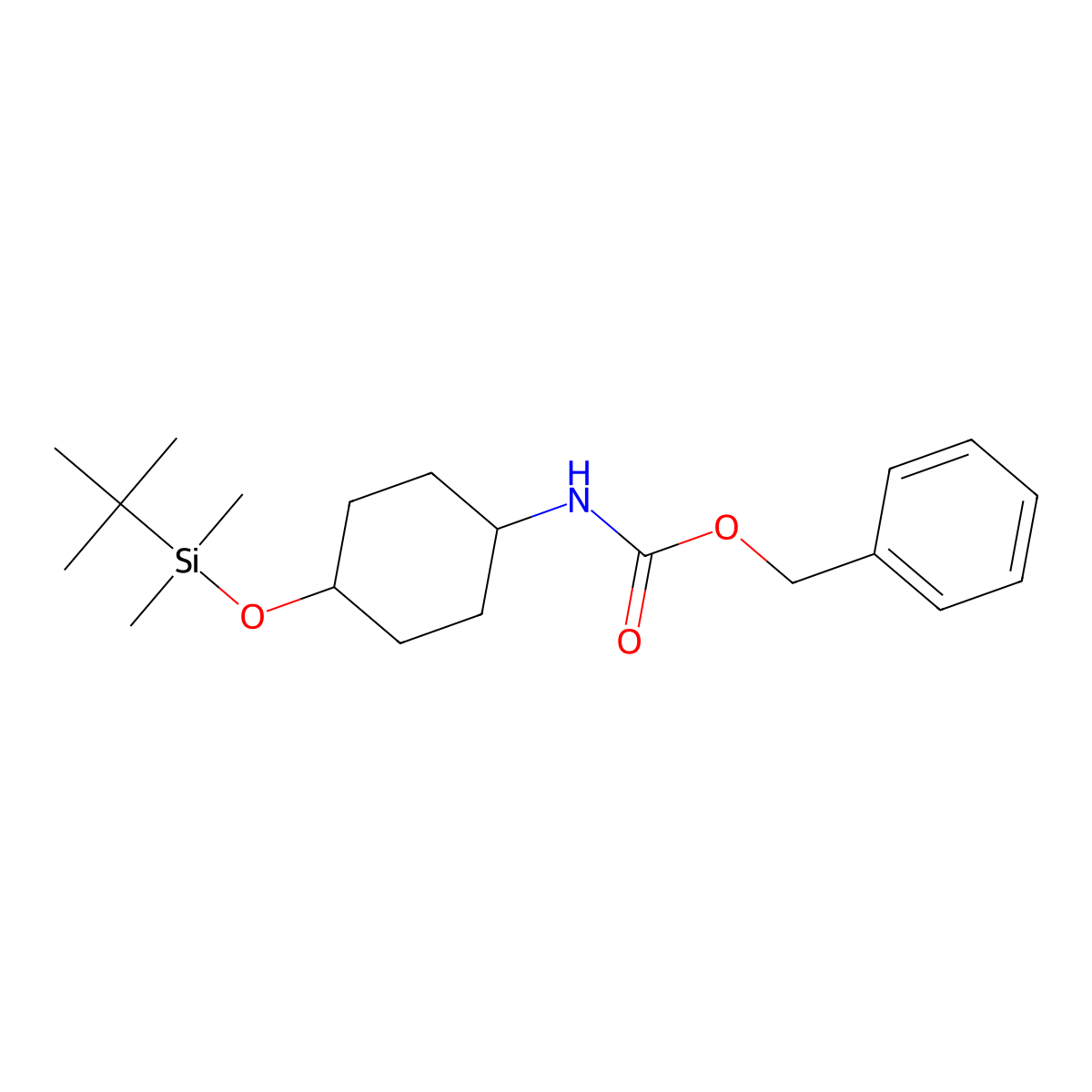 Benzyl (1r,4r)-4-(tert-butyldimethylsilyloxy) cyclohexylcarbamate molecular structure, CAS 400898-55-7