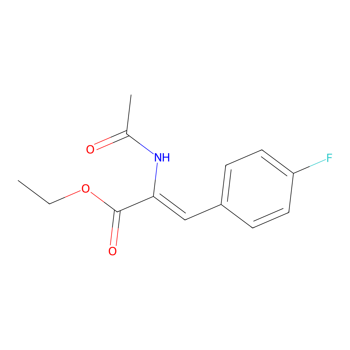 Ethyl 2-acetamido-3-(4-fluorophenyl)prop-2-enoate molecular structure, CAS 401-12-7