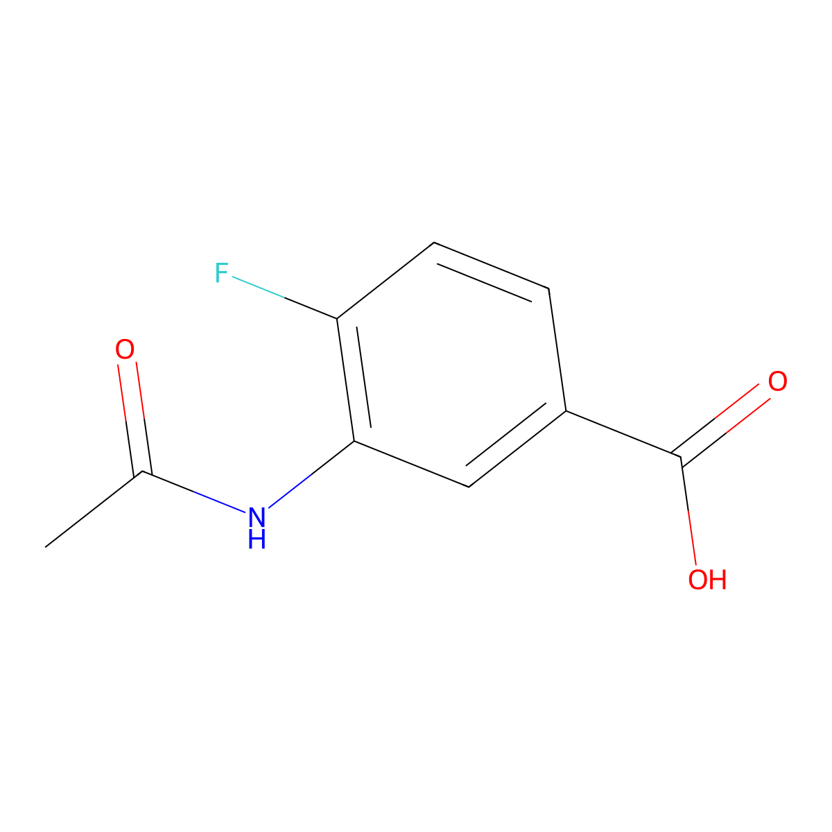 3-Acetamido-4-fluorobenzoic acid molecular structure, CAS 401-37-6