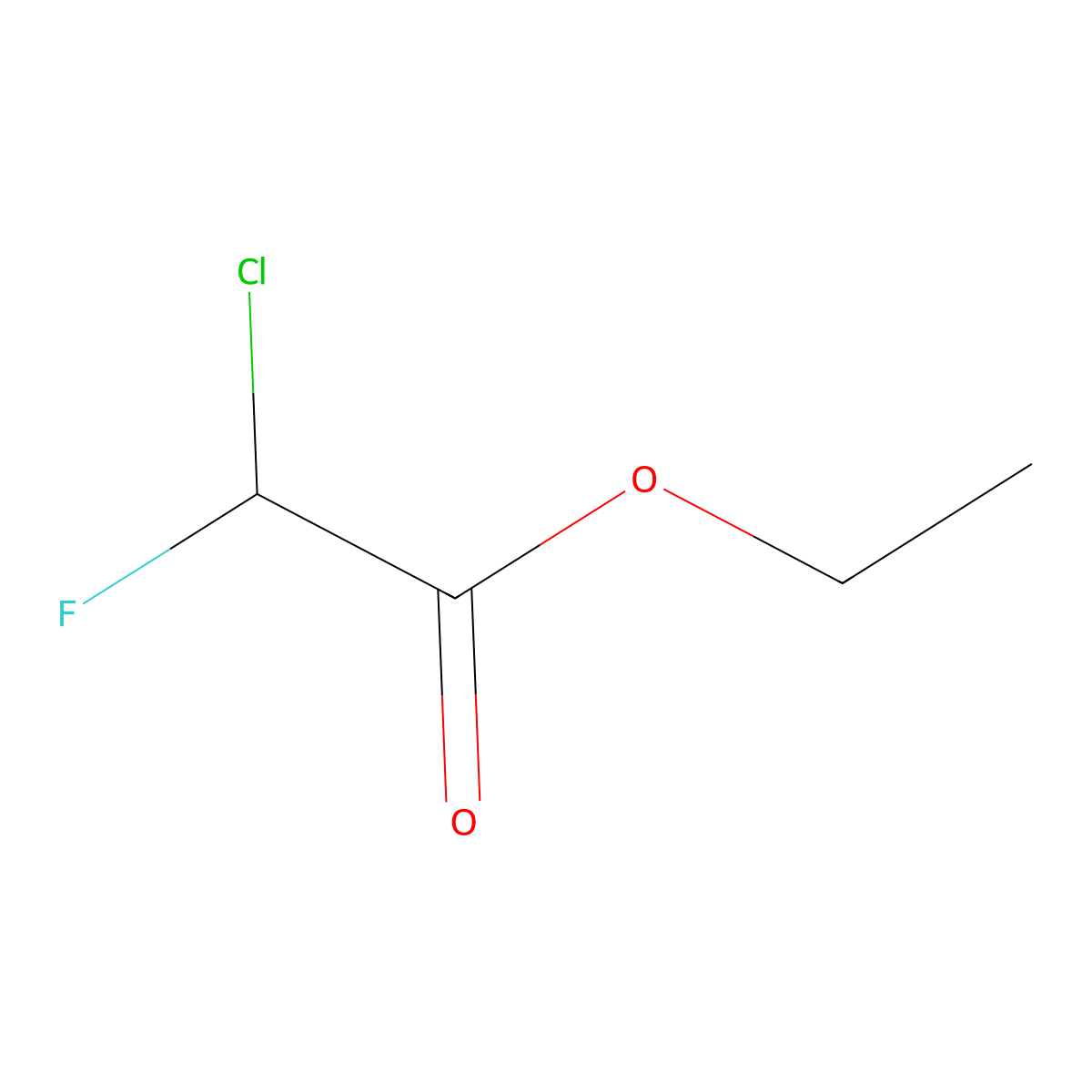 Acetic acid, 2-chloro-2-fluoro-, ethyl ester molecular structure, CAS 401-56-9