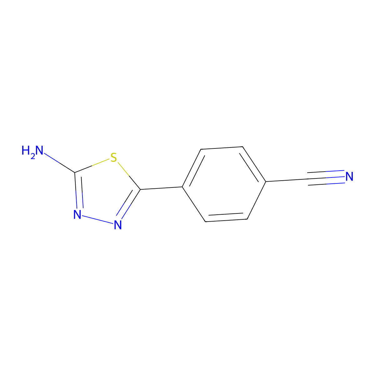 4-(5-Amino-1,3,4-thiadiazol-2-yl)benzonitrile molecular structure, CAS 40104-29-8