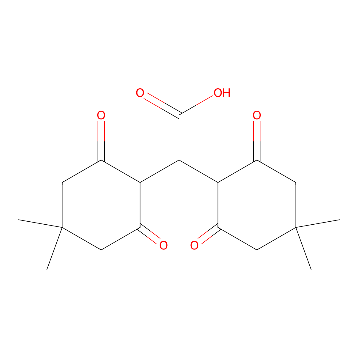 2,2-Bis(4,4-dimethyl-2,6-dioxocyclohexyl)acetic acid molecular structure, CAS 40105-35-9