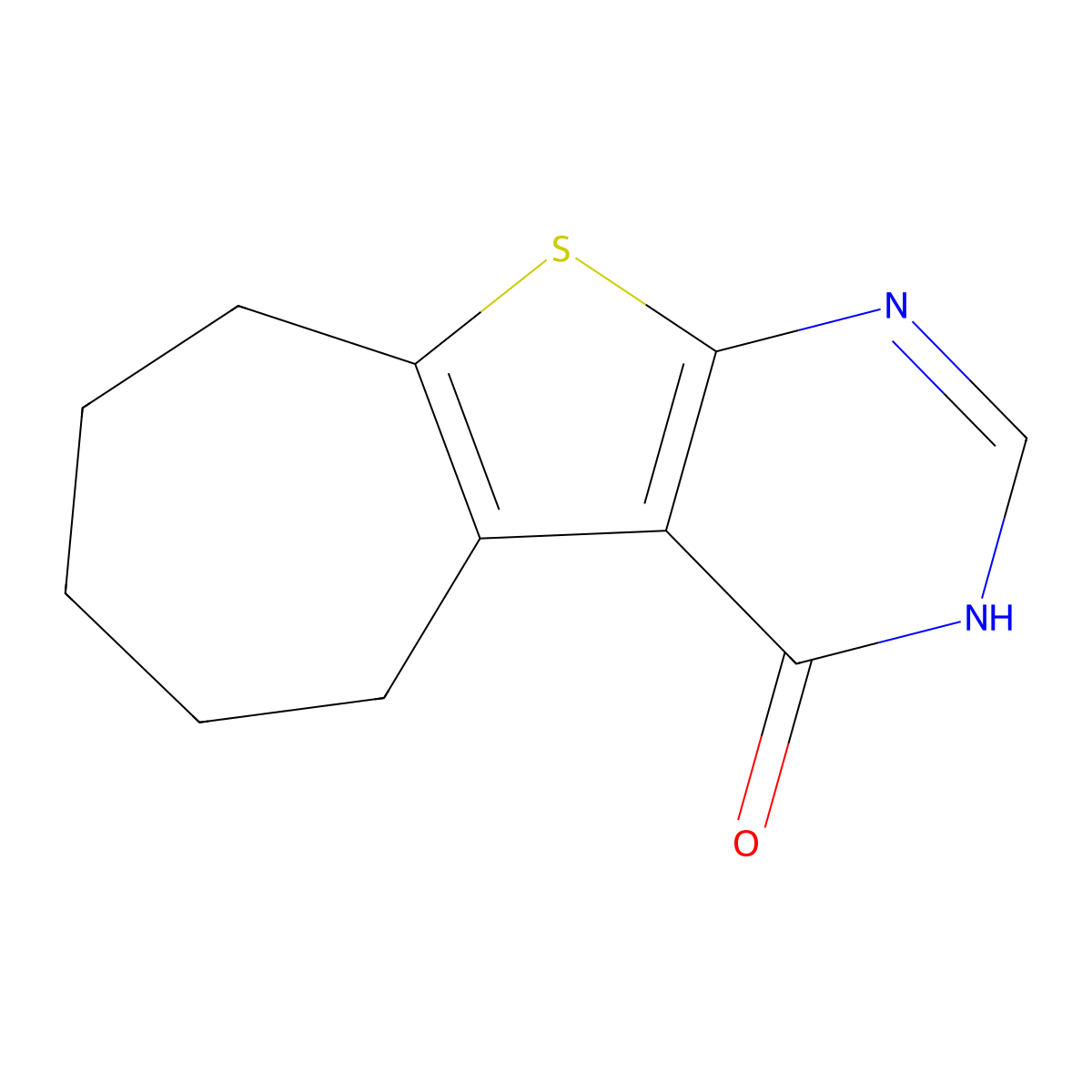 4H-Cyclohepta(4,5)thieno(2,3-d)pyrimidin-4-one, 1,5,6,7,8,9-hexahydro- molecular structure, CAS 40106-31-8