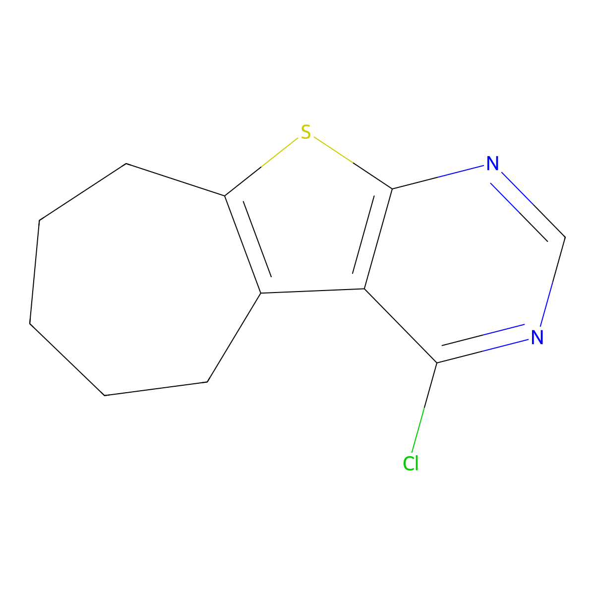 3-Chloro-8-thia-4,6-diazatricyclo(7.5.0.0,2,7)tetradeca-1(9),2,4,6-tetraene molecular structure, CAS 40106-58-9