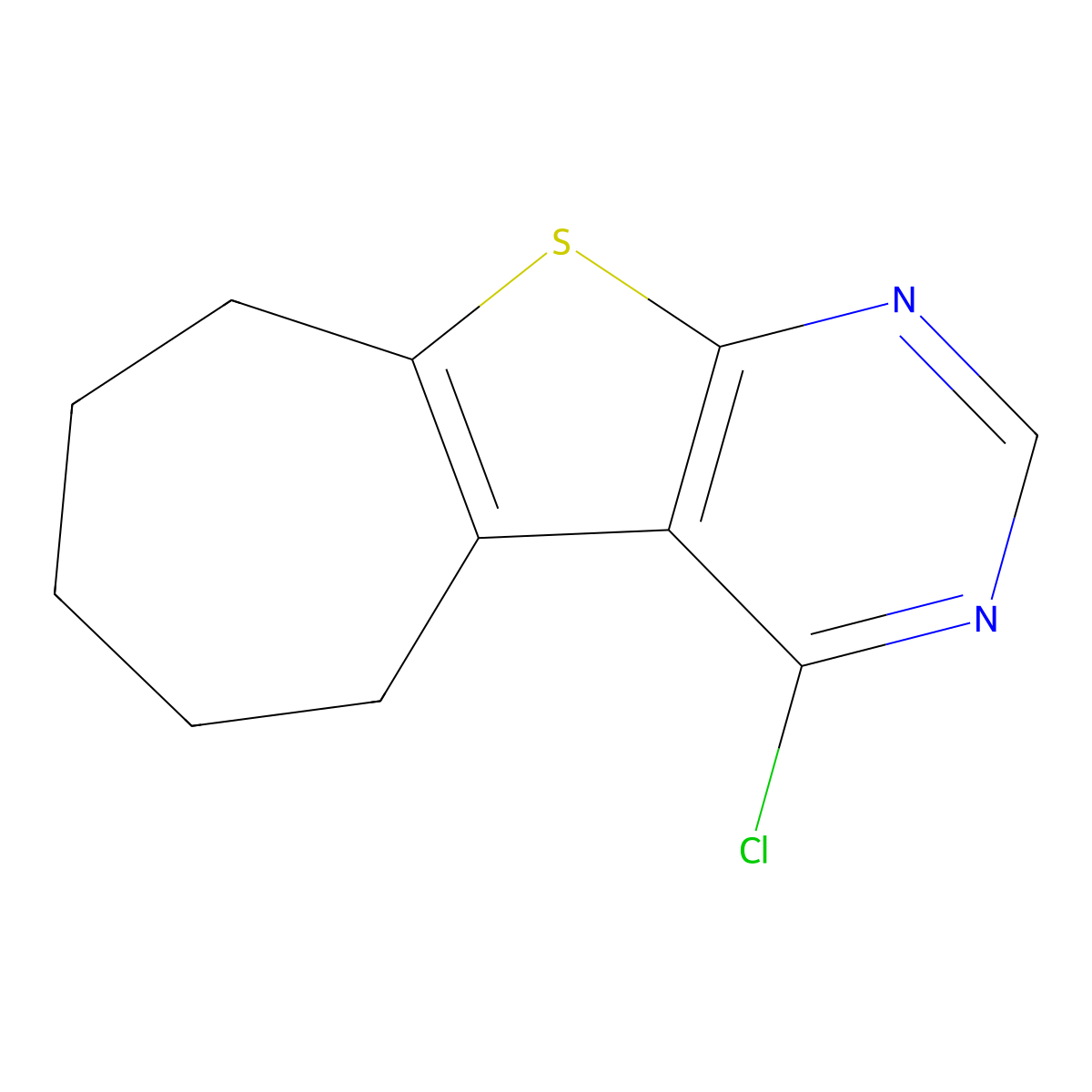 3-Chloro-8-thia-4,6-diazatricyclo(7.5.0.0,2,7)tetradeca-1(9),2,4,6-tetraene molecular structure, CAS 40106-58-9