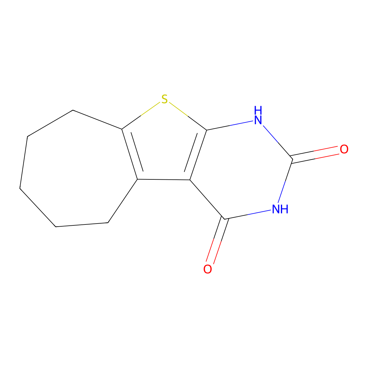 1,5,6,7,8,9-hexahydro-2H-cyclohepta[4,5]thieno[2,3-d]pyrimidine-2,4(3H)-dione molecular structure, CAS 40106-61-4