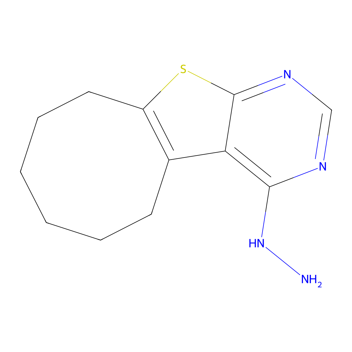 4-Hydrazino-5,6,7,8,9,10-hexahydrocycloocta[4,5]thieno[2,3-d]pyrimidine molecular structure, CAS 40106-64-7