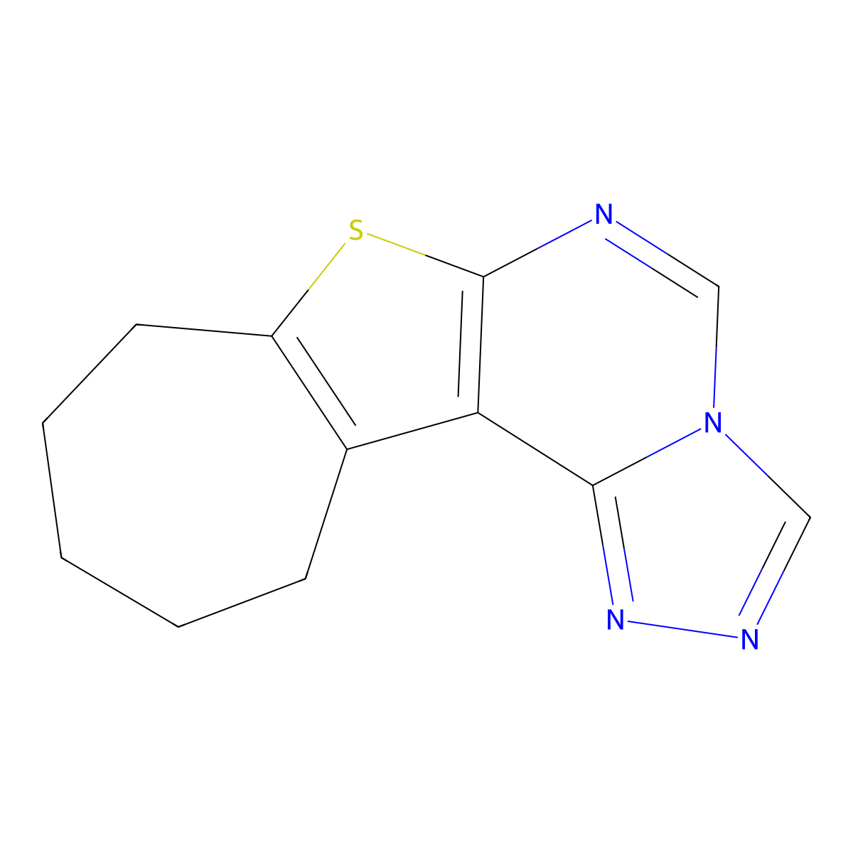 9,10,11,12-Tetrahydro-8H-cyclohepta[4,5]thieno[3,2-E][1,2,4]triazolo[4,3-c]pyrimidine molecular structure, CAS 40106-83-0