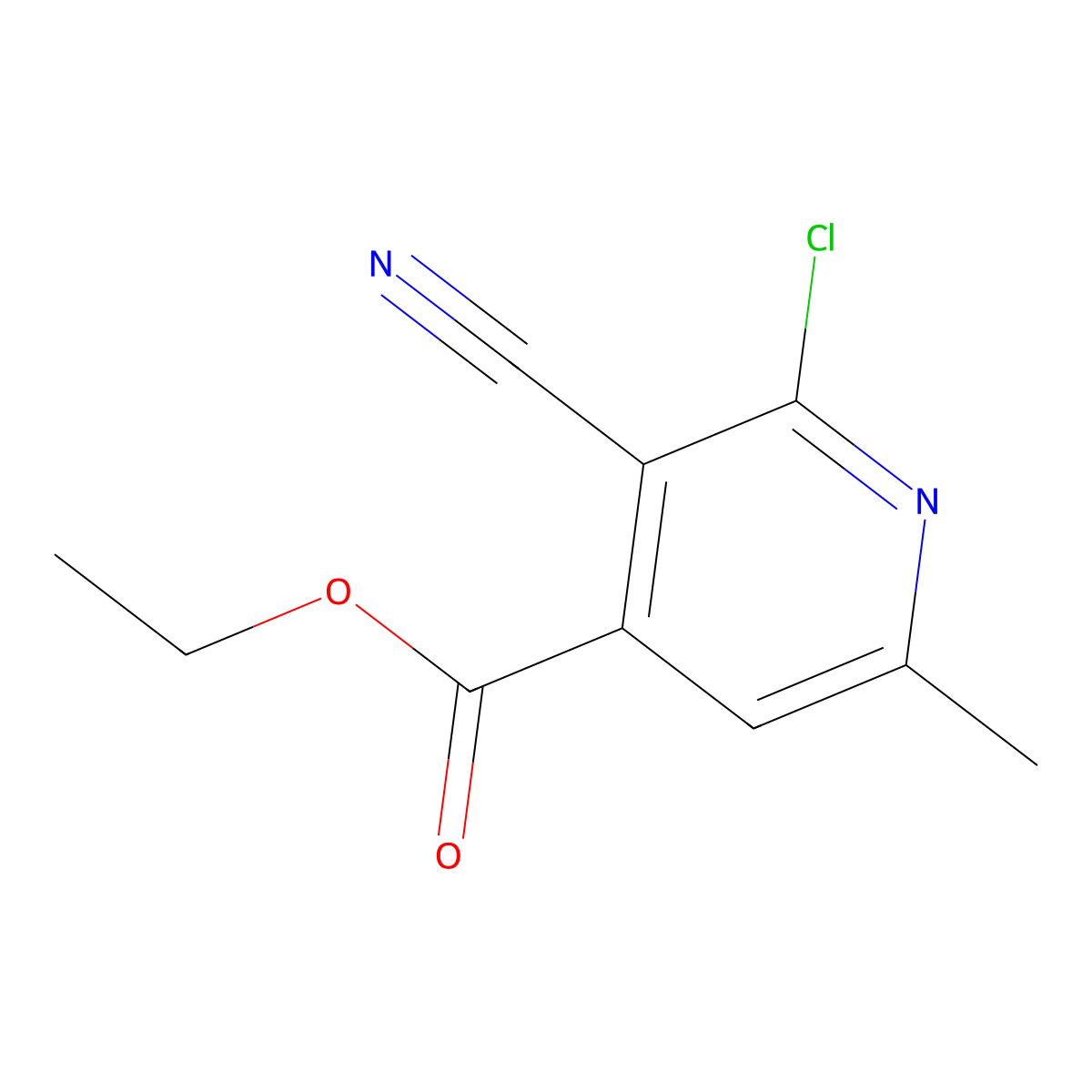Ethyl 2-chloro-3-cyano-6-methylisonicotinate molecular structure, CAS 40108-12-1