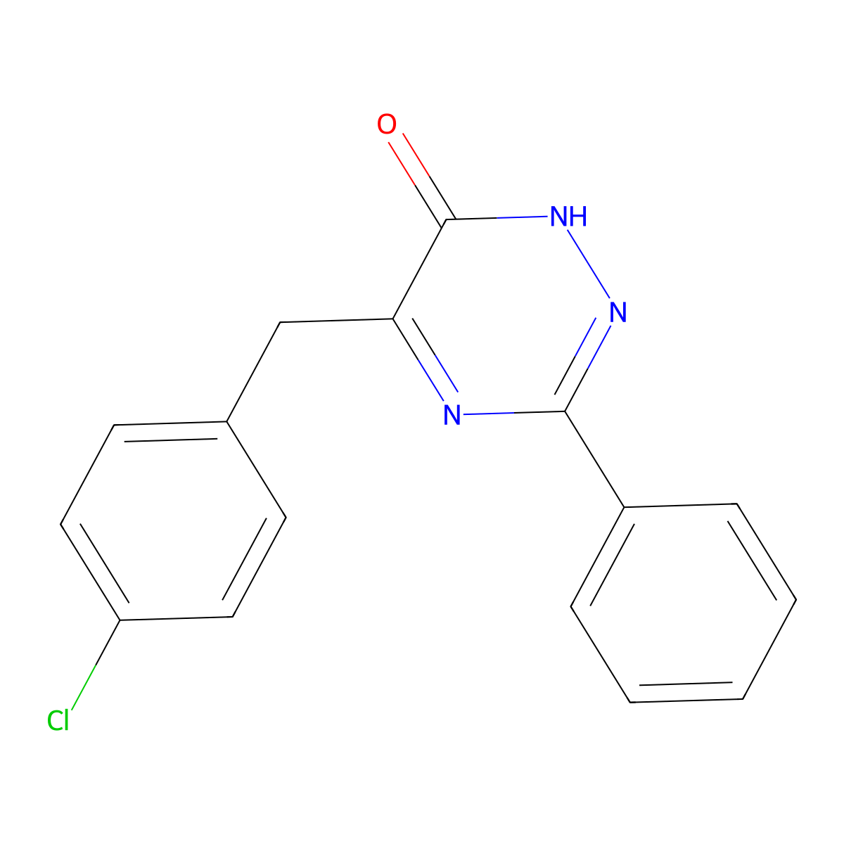 3-Phenyl-5-(4-chlorobenzyl)-1,2,4-triazine-6(1H)-one molecular structure, CAS 40108-65-4