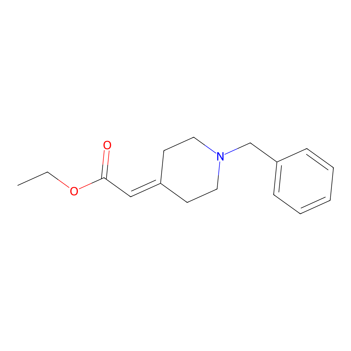 Ethyl 2-(1-benzylpiperidin-4-ylidene)acetate molecular structure, CAS 40110-55-2