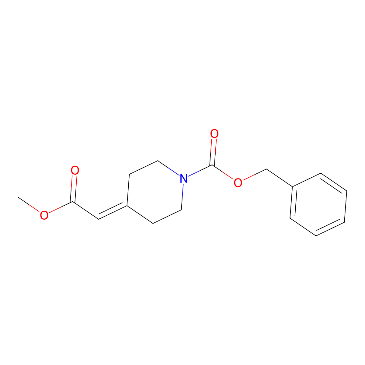 Benzyl 4-(2-methoxy-2-oxoethylidene)piperidine-1-carboxylate molecular structure, CAS 40112-93-4