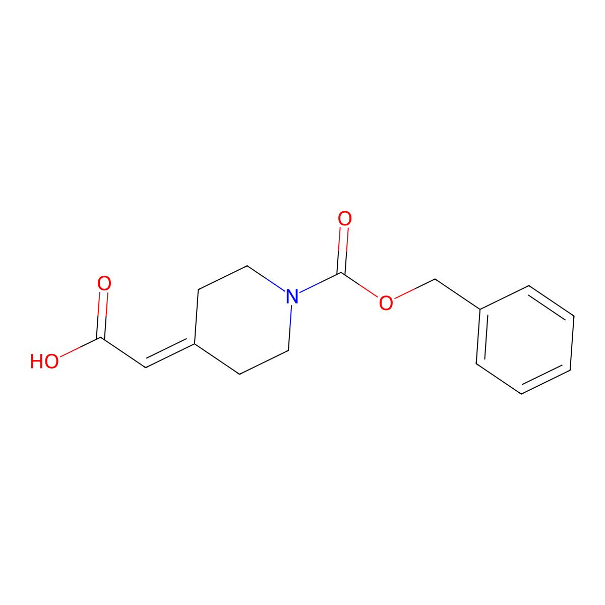 1-Cbz-Piperidin-4-ylidene-acetic acid molecular structure, CAS 40113-03-9