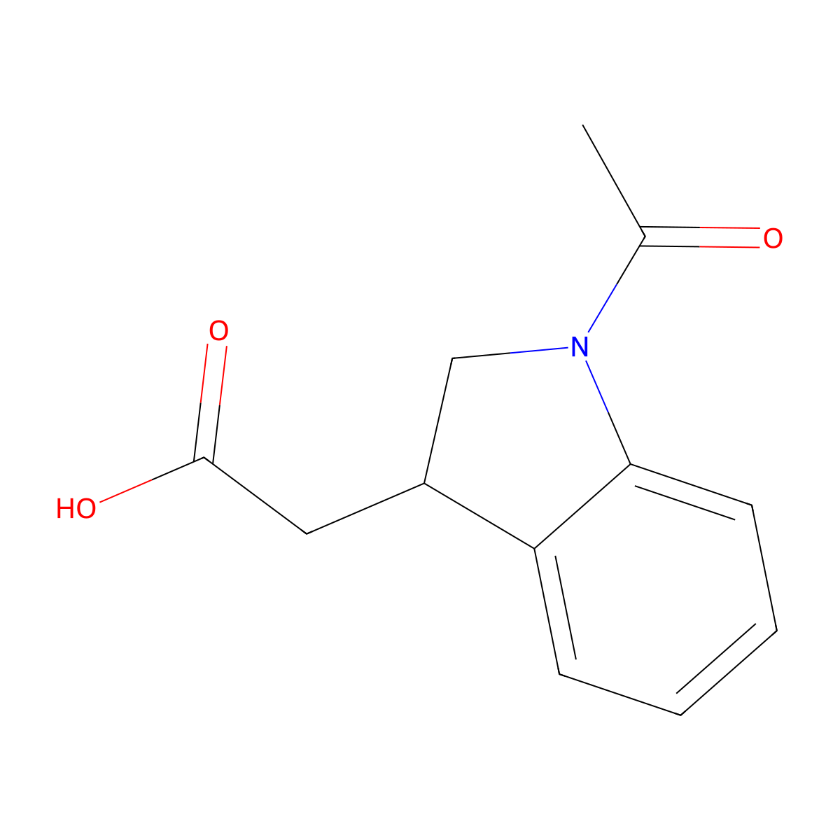 2-(1-acetyl-2,3-dihydro-1H-indol-3-yl)acetic acid molecular structure, CAS 40118-10-3