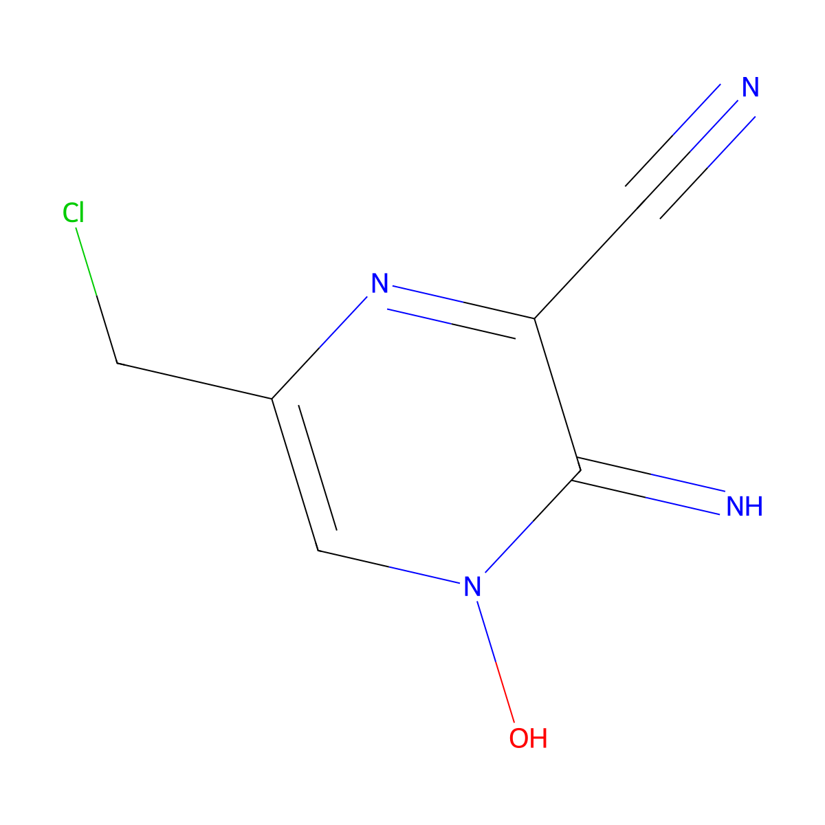 3-Amino-6-chloromethyl-2-(pyrazin-4-oxide)carbonitrile molecular structure, CAS 40127-89-7