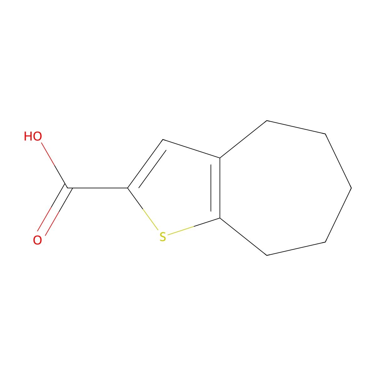 4H,5H,6H,7H,8H-cyclohepta[b]thiophene-2-carboxylic acid molecular structure, CAS 40133-08-2