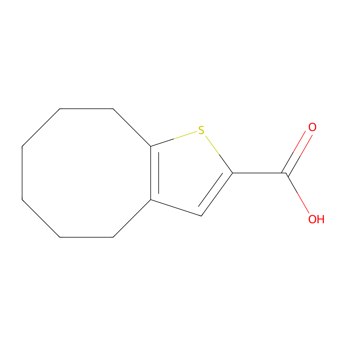 4H,5H,6H,7H,8H,9H-cycloocta[b]thiophene-2-carboxylic acid molecular structure, CAS 40133-09-3