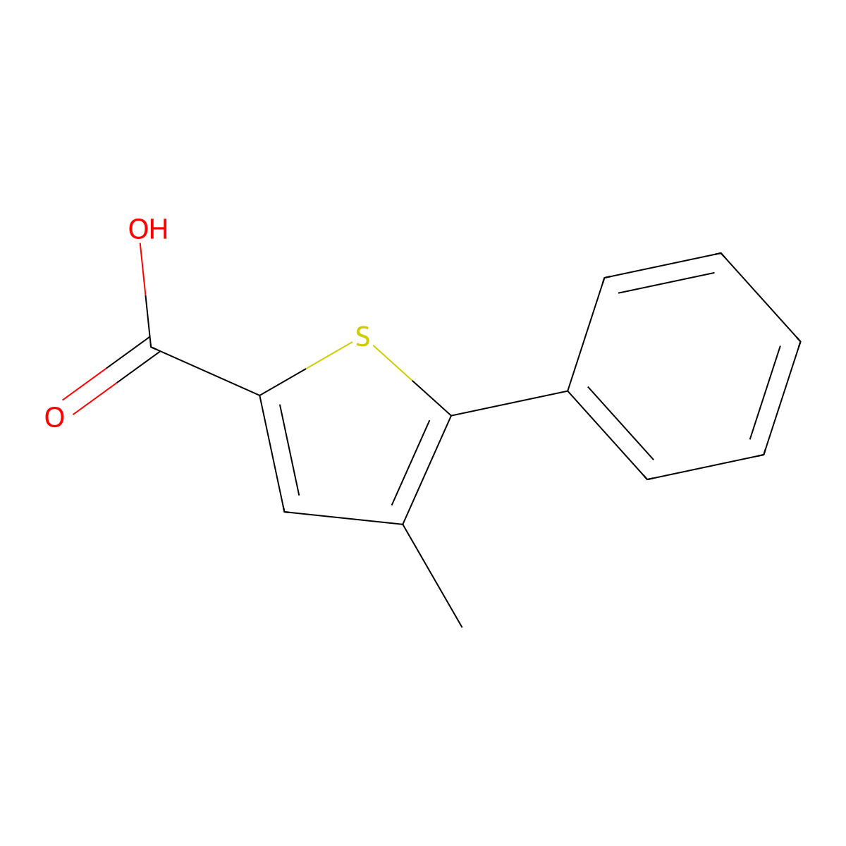 4-Methyl-5-phenylthiophene-2-carboxylic acid molecular structure, CAS 40133-12-8