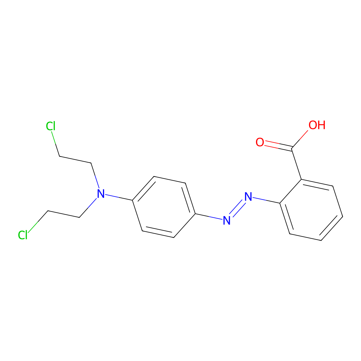 Benzoic acid, 2-((4-(bis(2-chloroethyl)amino)phenyl)azo)- molecular structure, CAS 40136-87-6