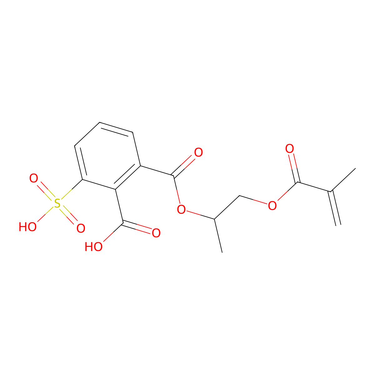 1,2-Benzenedicarboxylic acid, sulfo-, 1-(1-methyl-2-((2-methyl-1-oxo-2-propen-1-yl)oxy)ethyl) ester molecular structure, CAS 40139-96-6