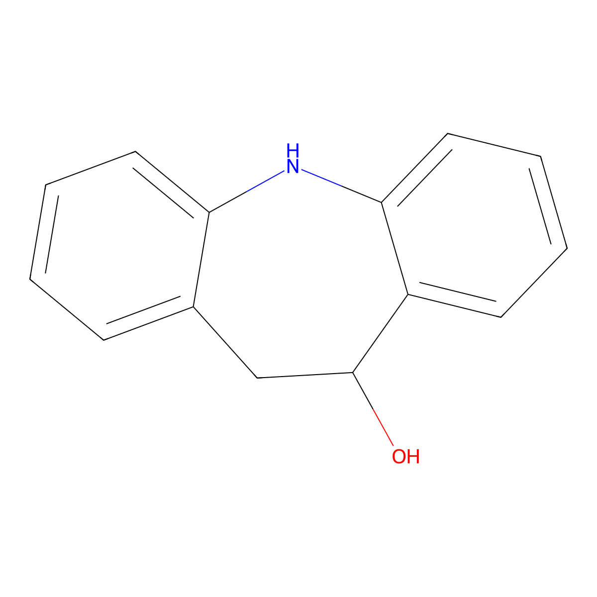 10,11-Dihydro-5H-dibenzo(b,f)azepin-10-ol molecular structure, CAS 4014-77-1