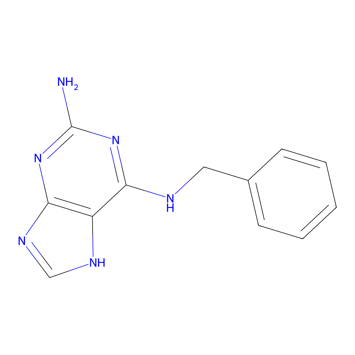 N6-Benzyl-9H-purine-2,6-diamine molecular structure, CAS 4014-90-8