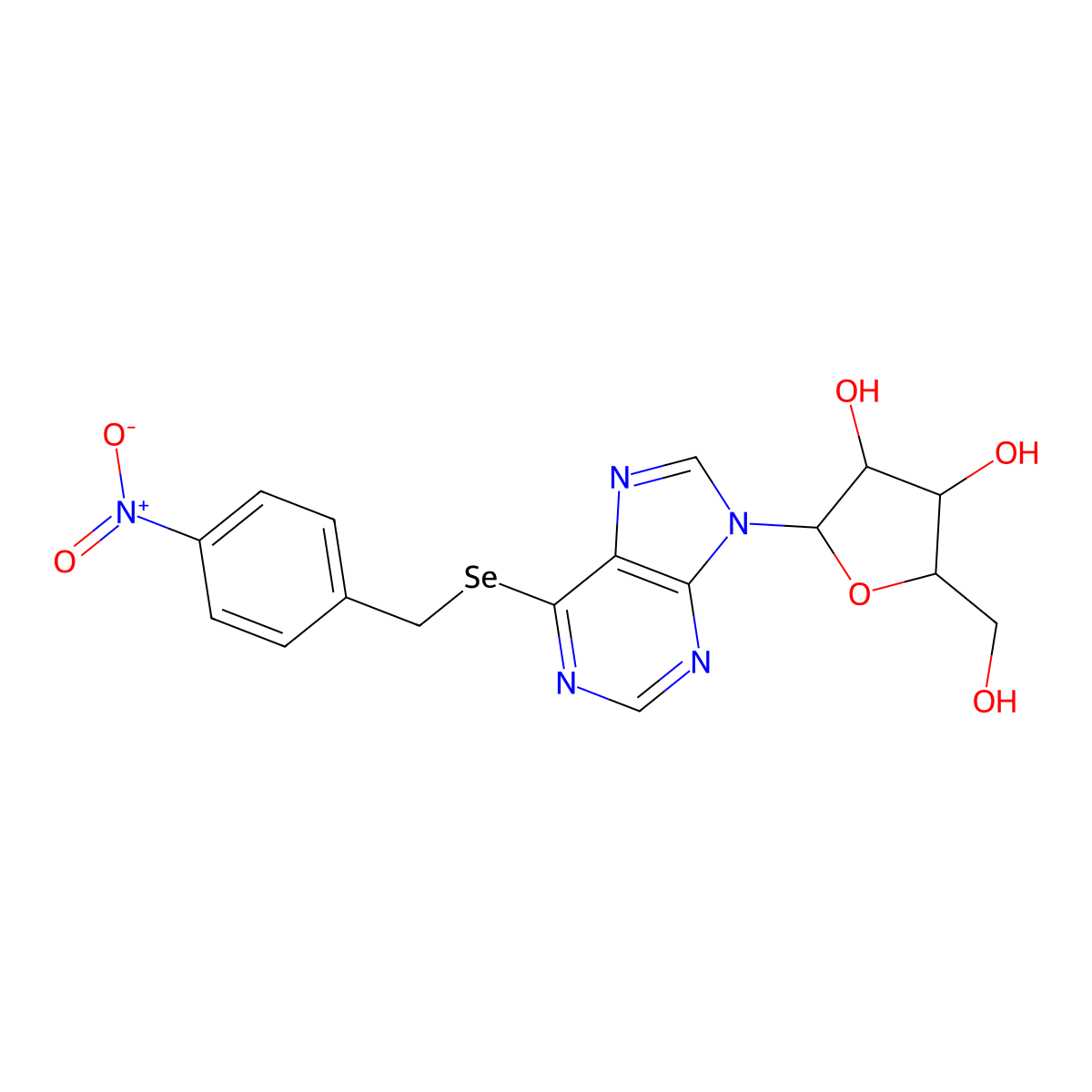 Se-(p-Nitrobenzyl)-6-selenoinosine molecular structure, CAS 40144-12-5