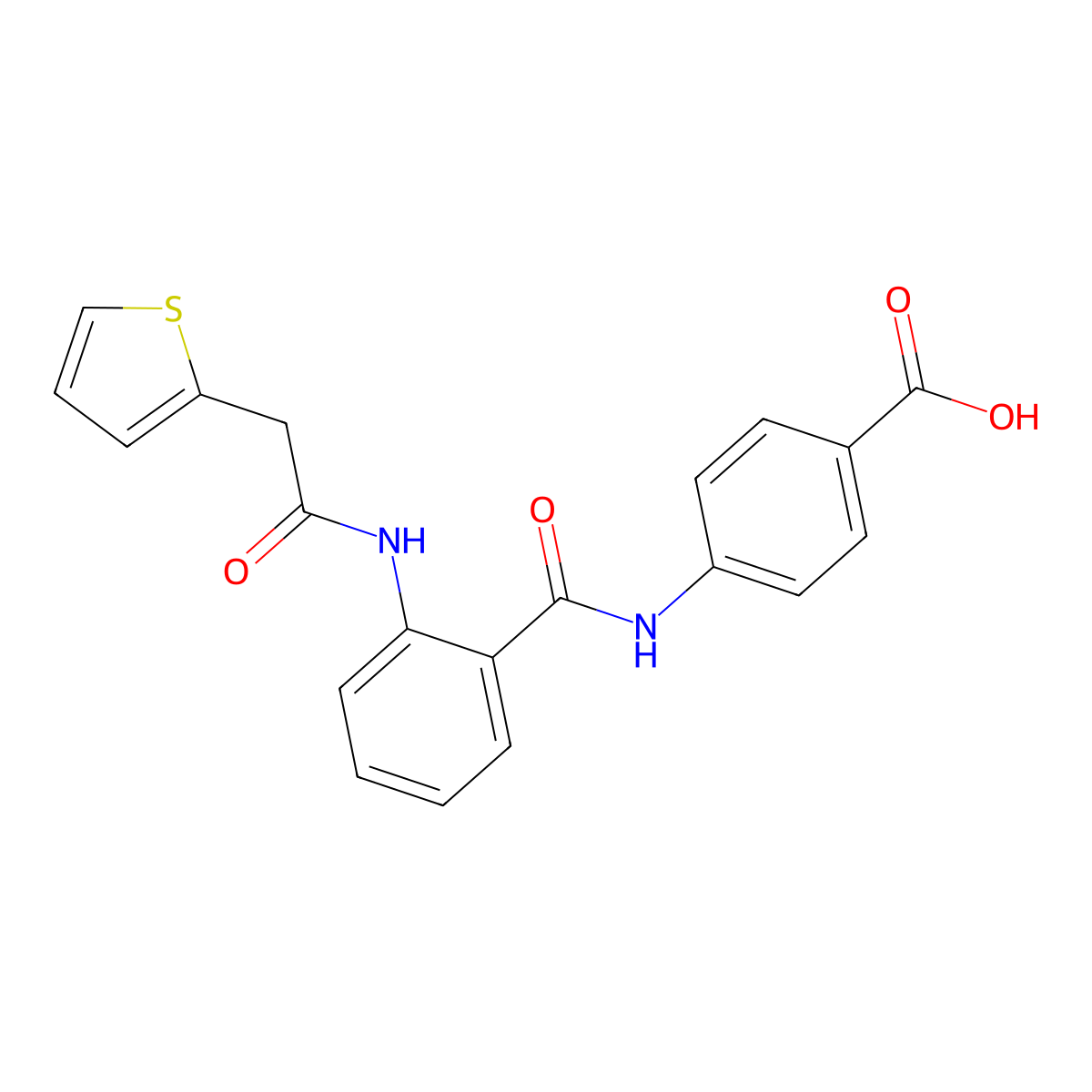 4-[({2-[(Thiophen-2-ylacetyl)amino]phenyl}carbonyl)amino]benzoic acid molecular structure, CAS 401462-09-7