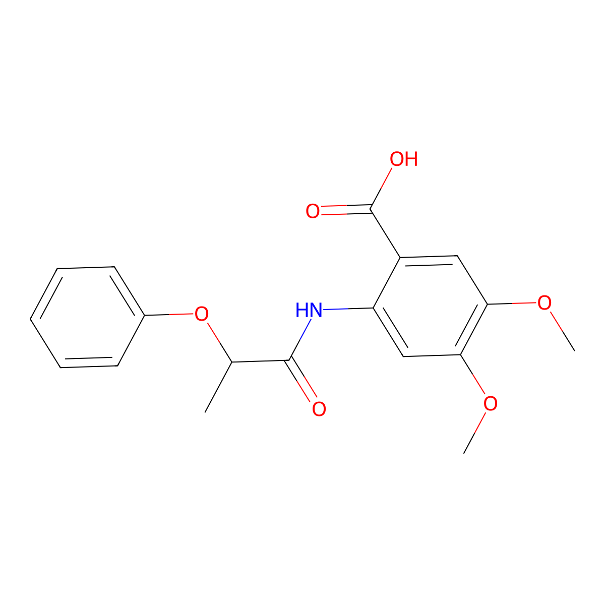 4,5-Dimethoxy-2-[(2-phenoxypropanoyl)amino]benzoic acid molecular structure, CAS 401462-32-6