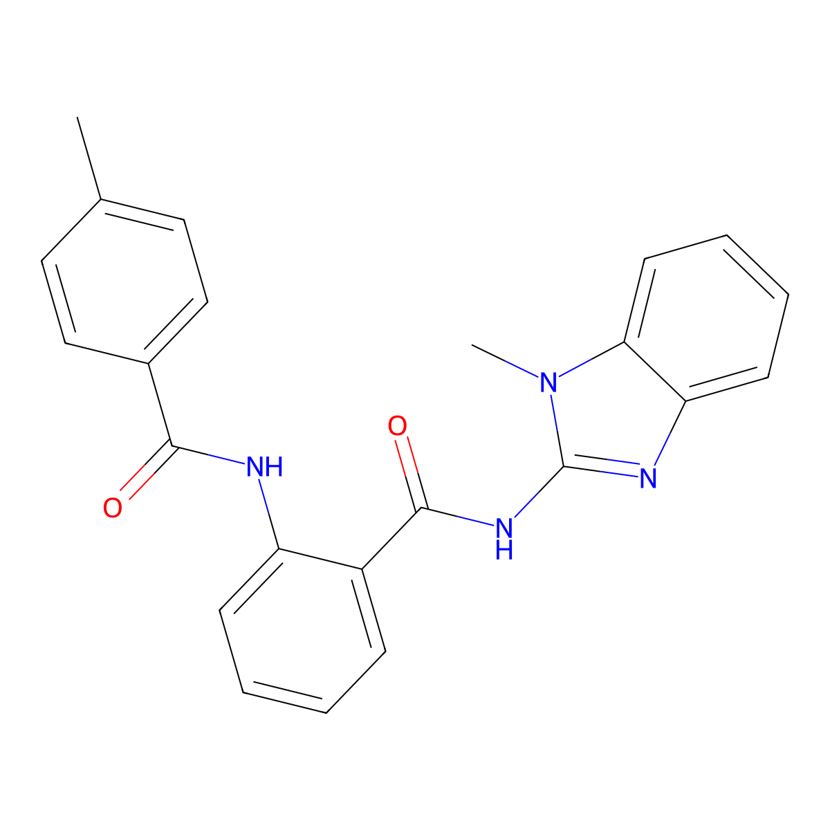 N-(1-methylbenzimidazol-2-yl)-2-[(4-methylbenzoyl)amino]benzamide molecular structure, CAS 401462-36-0