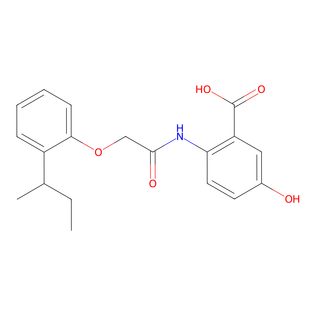 2-({[2-(Butan-2-yl)phenoxy]acetyl}amino)-5-hydroxybenzoic acid molecular structure, CAS 401462-37-1