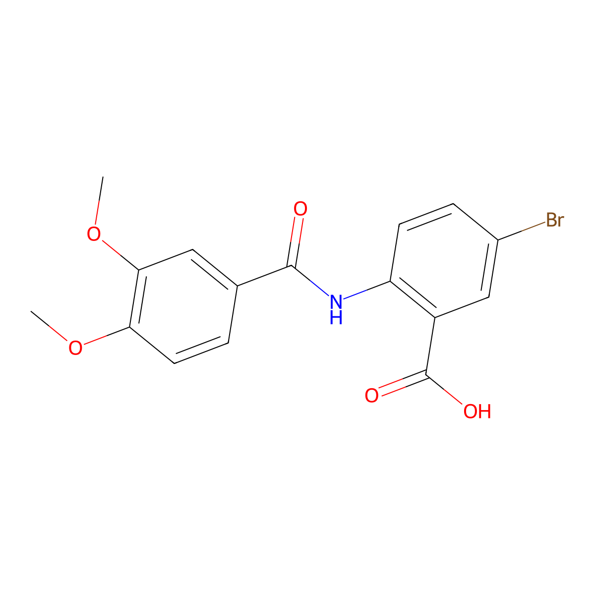 5-Bromo-2-{[(3,4-dimethoxyphenyl)carbonyl]amino}benzoic acid molecular structure, CAS 401462-97-3