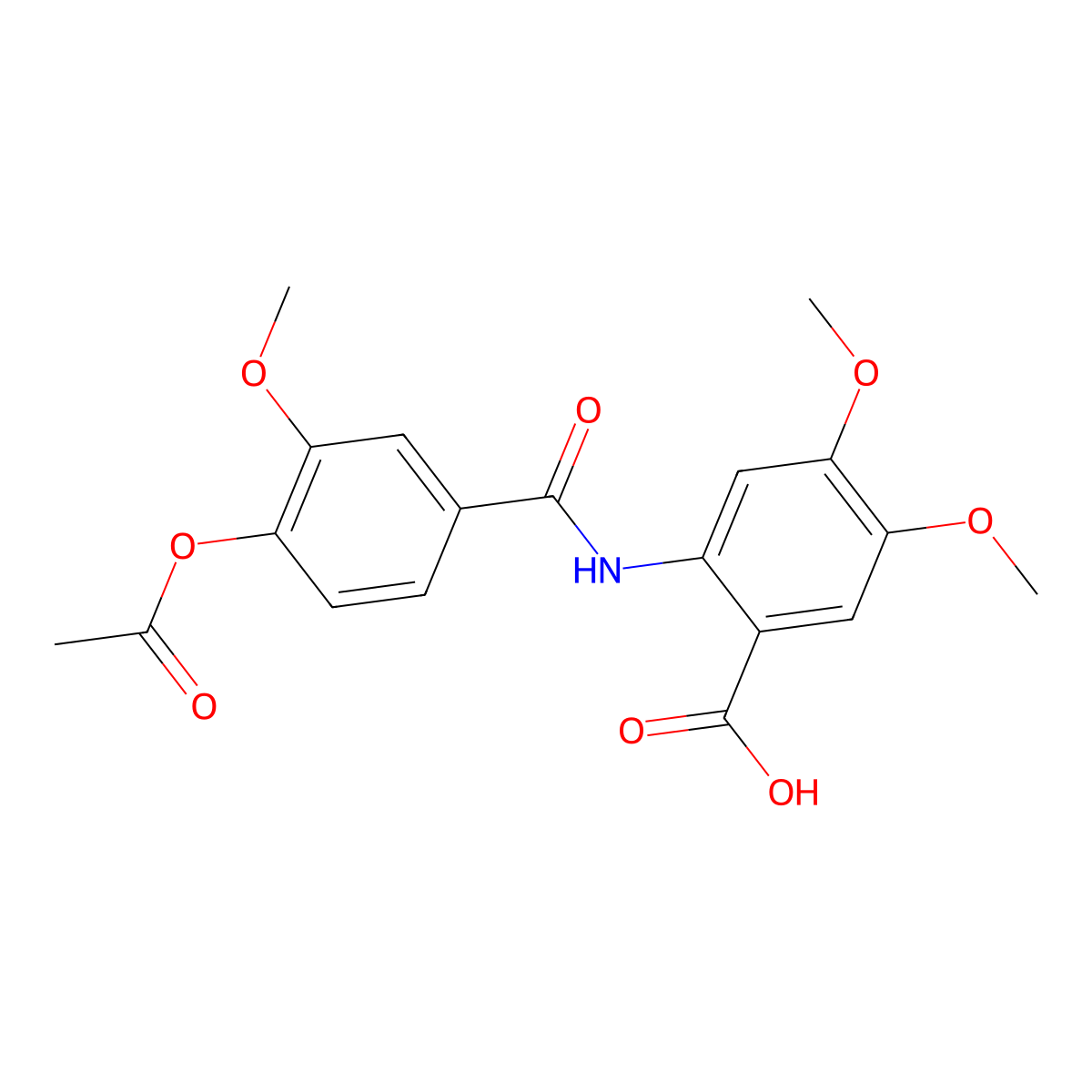 2-{[4-(Acetyloxy)-3-methoxybenzoyl]amino}-4,5-dimethoxybenzoic acid molecular structure, CAS 401463-34-1
